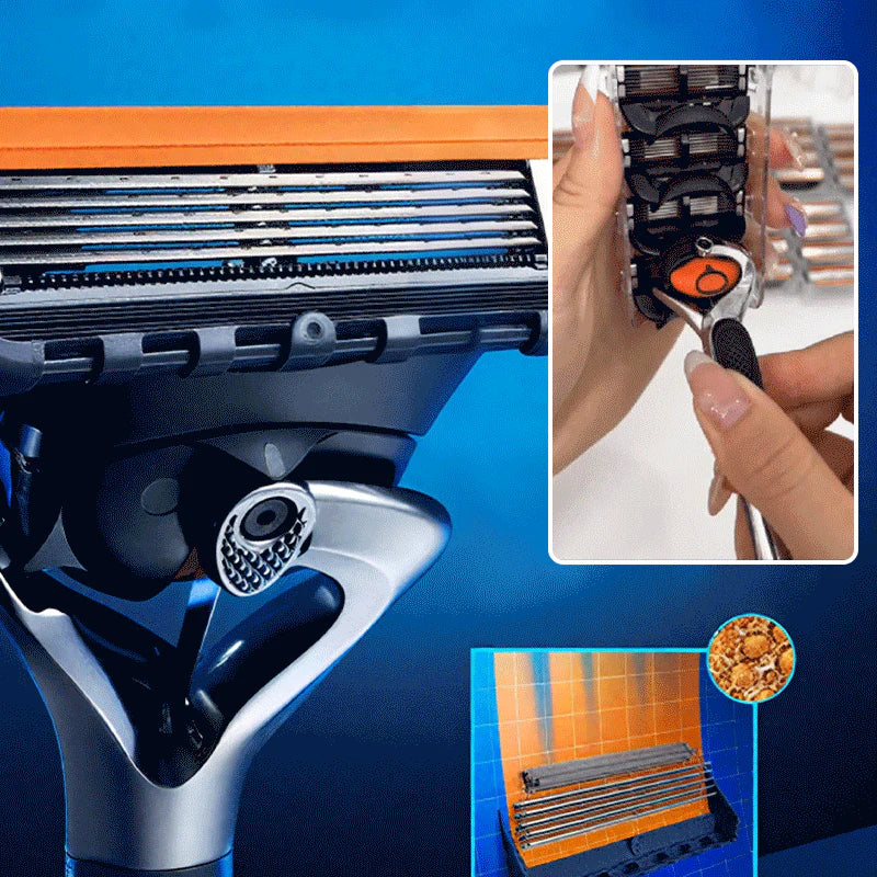 Men's Razor Blade Replacement, 48pcs Razor Blade & 1 Count Handle  | No Cuts Guaranteed